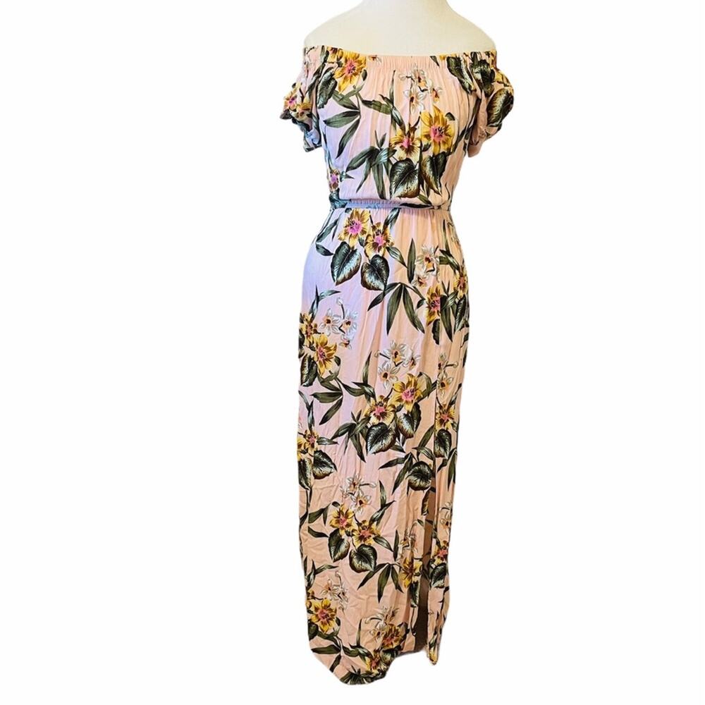 Band of gypsies off the shoulder pink floral maxi